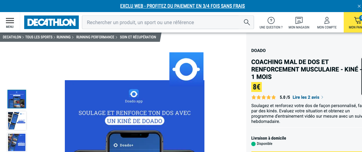 Image de l'évenement Doado sélectionnée par Decathlon pour un partenariat national
