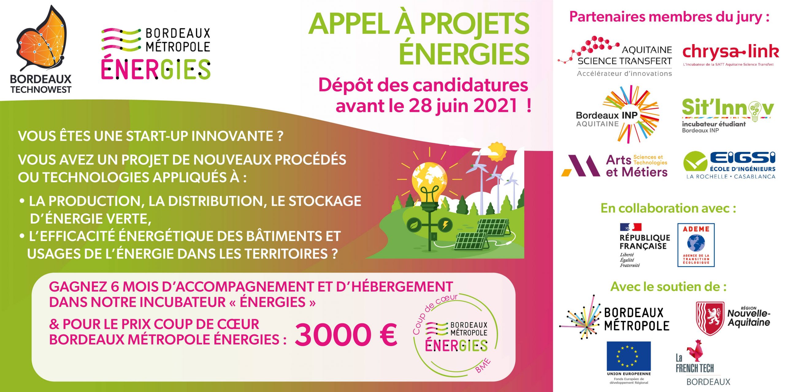 Image de l'évenement Bordeaux Métropole Énergies et Bordeaux Technowest recrutent les nouvelles startups pour l'incubateur La Place