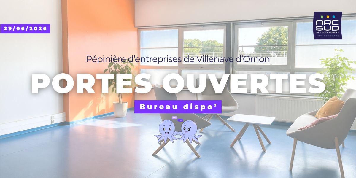 Portes ouvertes : un bureau disponible au sein de notre pépinière d'entreprises à Villenave d'Ornon