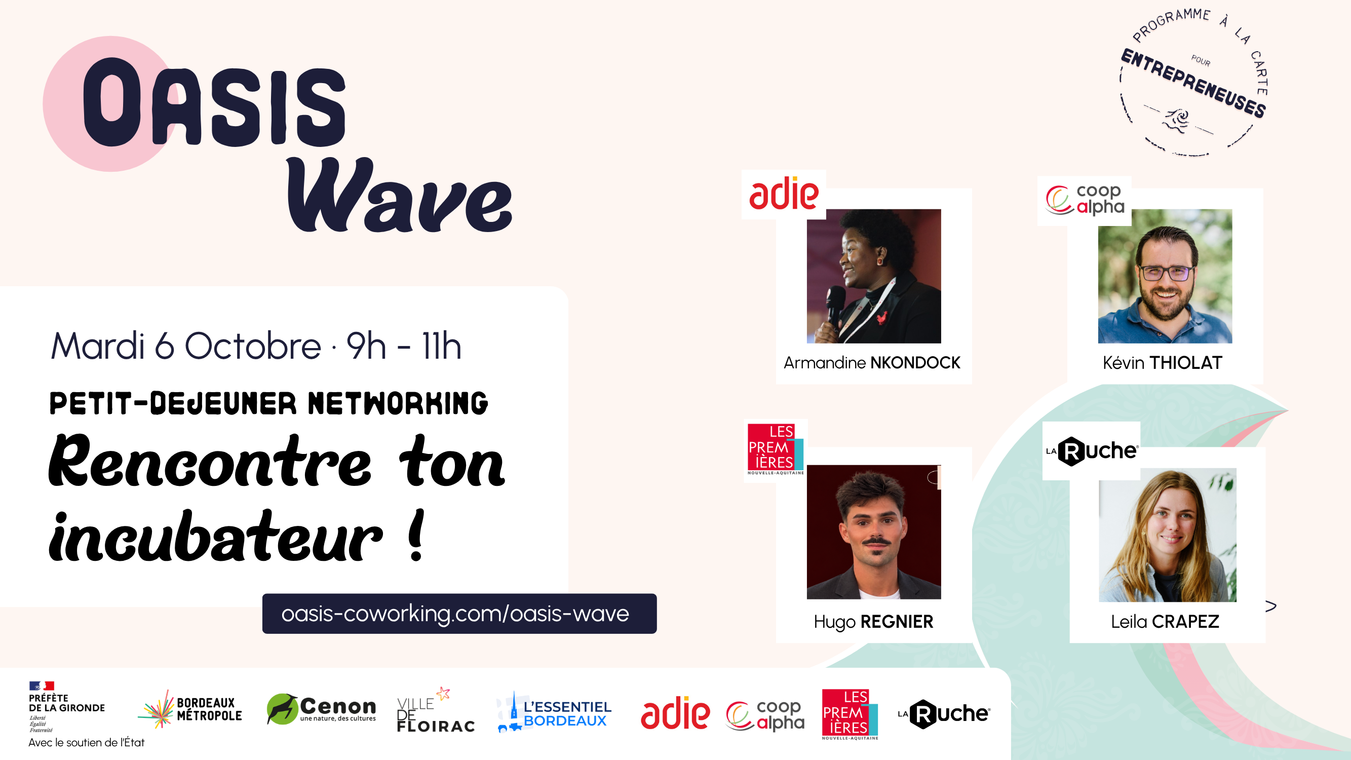 Image de l'évenement Petit-déjeuner networking "Rencontre ton incubateur" - Oasis Wave - Entrepreneuriat au féminin