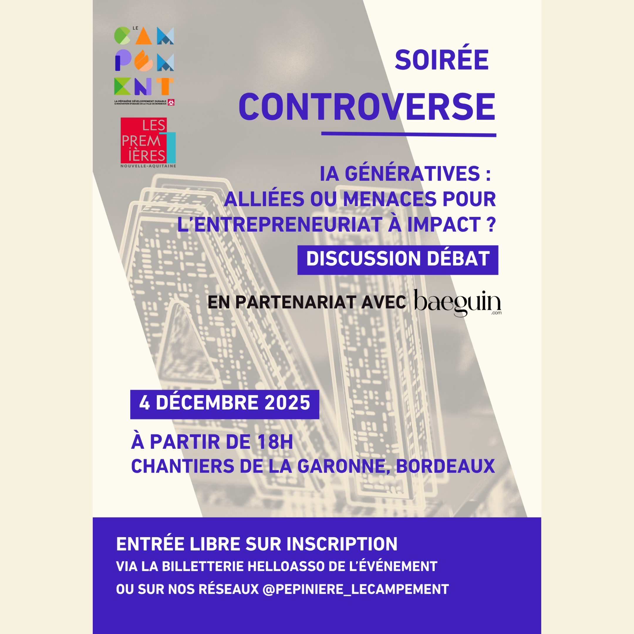 Image de l'évenement Soirée Controverse - "IA génératives, alliées ou menaces pour l’entrepreneuriat à impact ?"