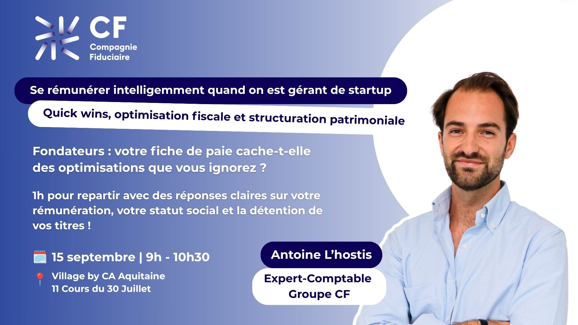 Atelier "Se rémunérer intelligemment quand on est gérant de startup"