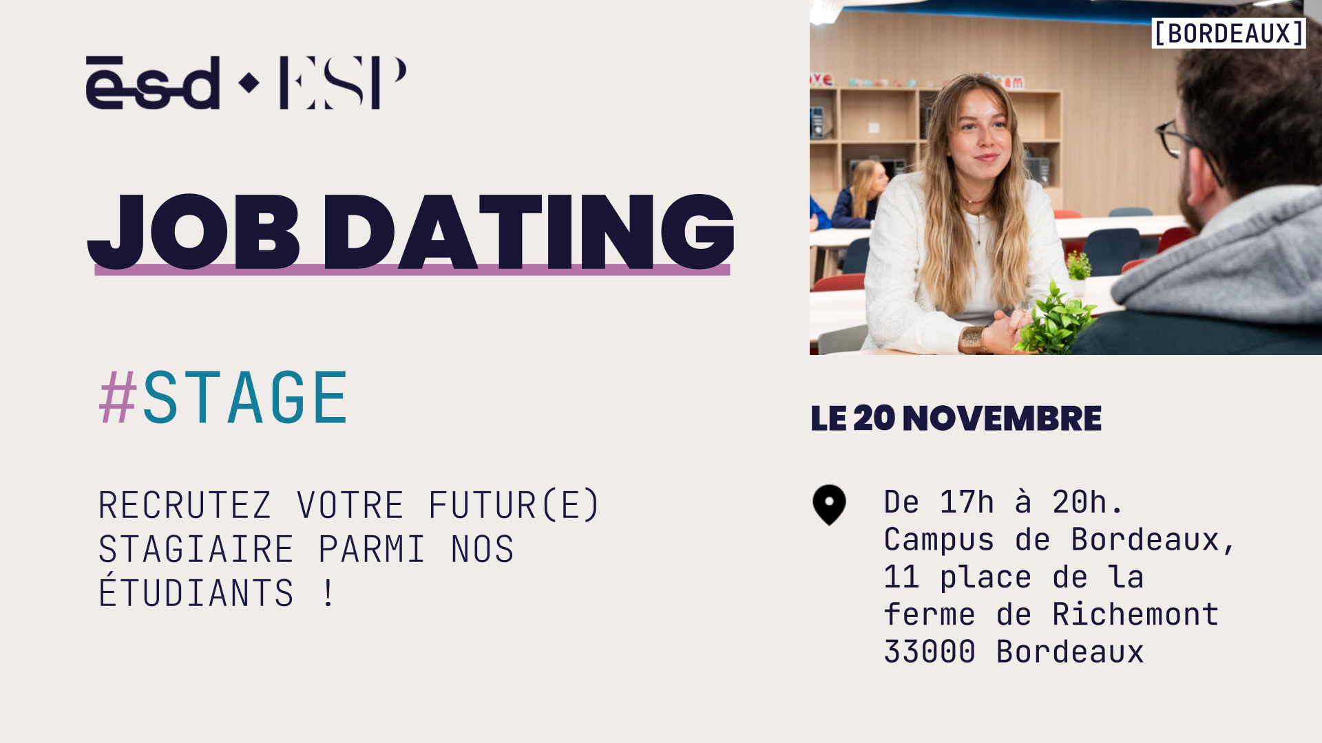 Image de l'évenement JOB DATING - spécial Stage