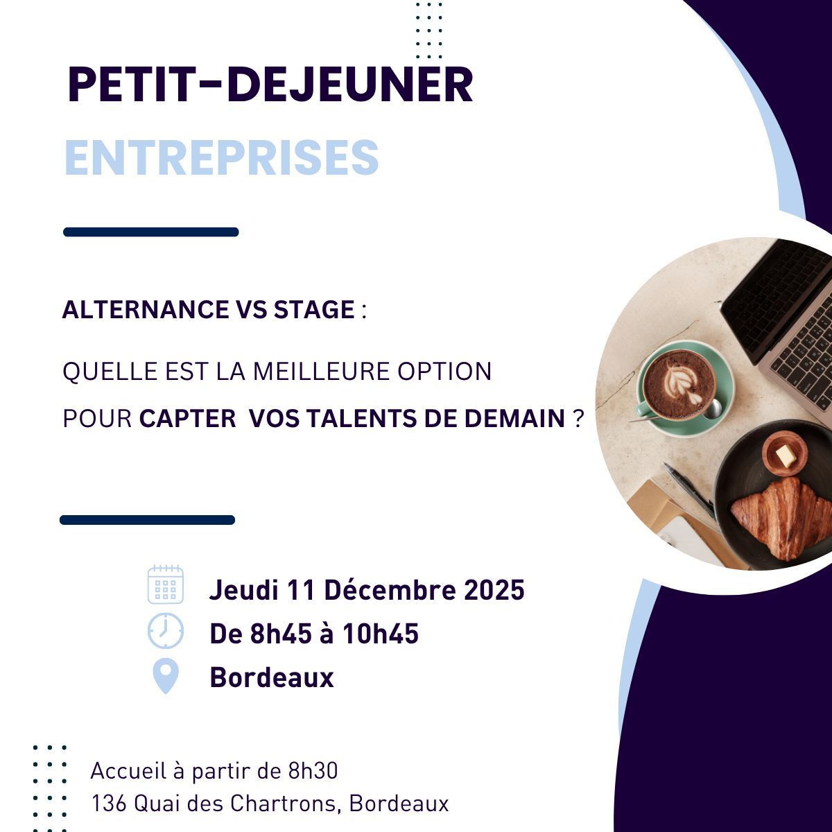 OMNES EDUCATION : Petit-déjeuner Entreprises ➡️ Alternance ou stage : quel levier pour recruter vos futurs talents ?