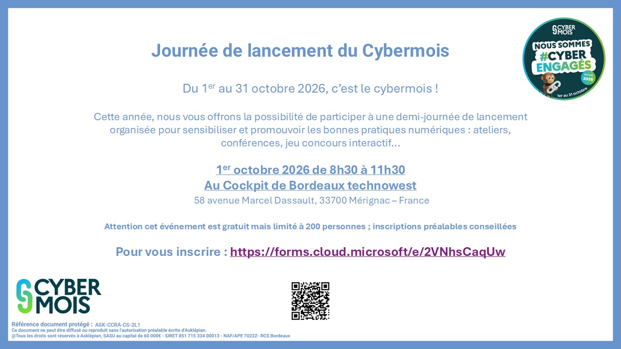 Image de l'évenement Cybermois : matinée de lancement par Asklépian