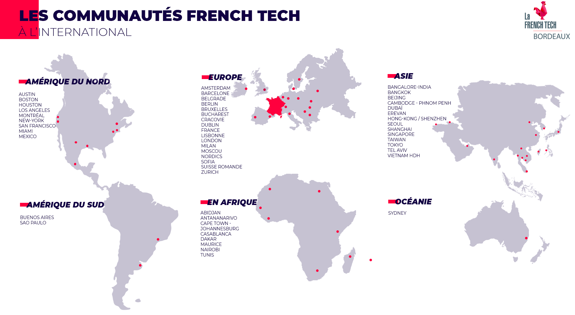 Carte des communautés French Tech à l'International